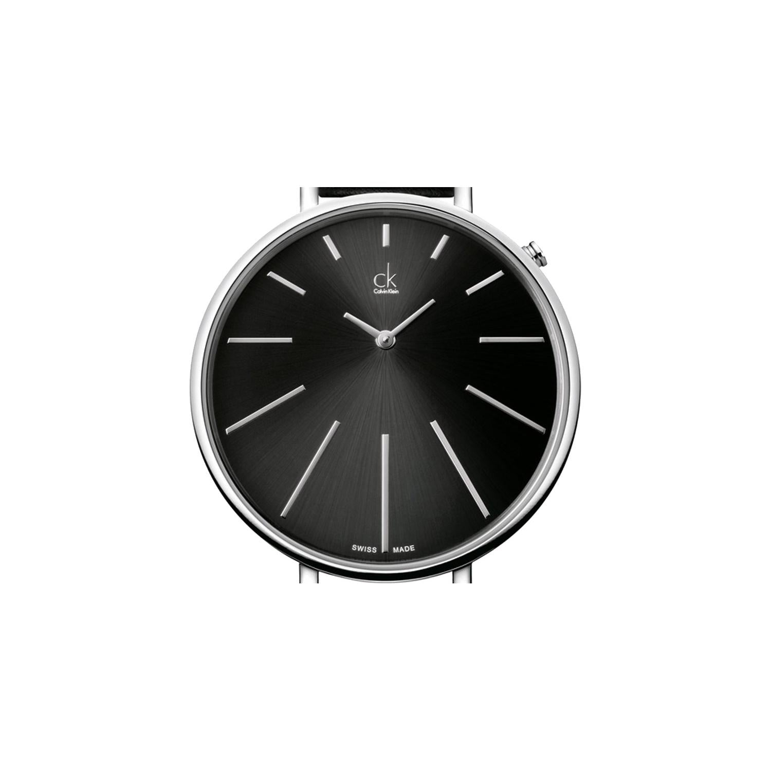  Shop Authentic Calvin Klein Equal Black Dial Black Leather Strap Watch for Women - K3E231C1 - Luxxuri