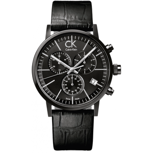  Shop Authentic Calvin Klein Post Minimal Chronograph Black Dial Black Leather Strap Watch for Men - K7627401 - Luxxuri