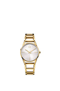  Shop Authentic Calvin Klein Stately Silver Dial Gold Steel Strap Watch for Women - K3G23526 - Luxxuri