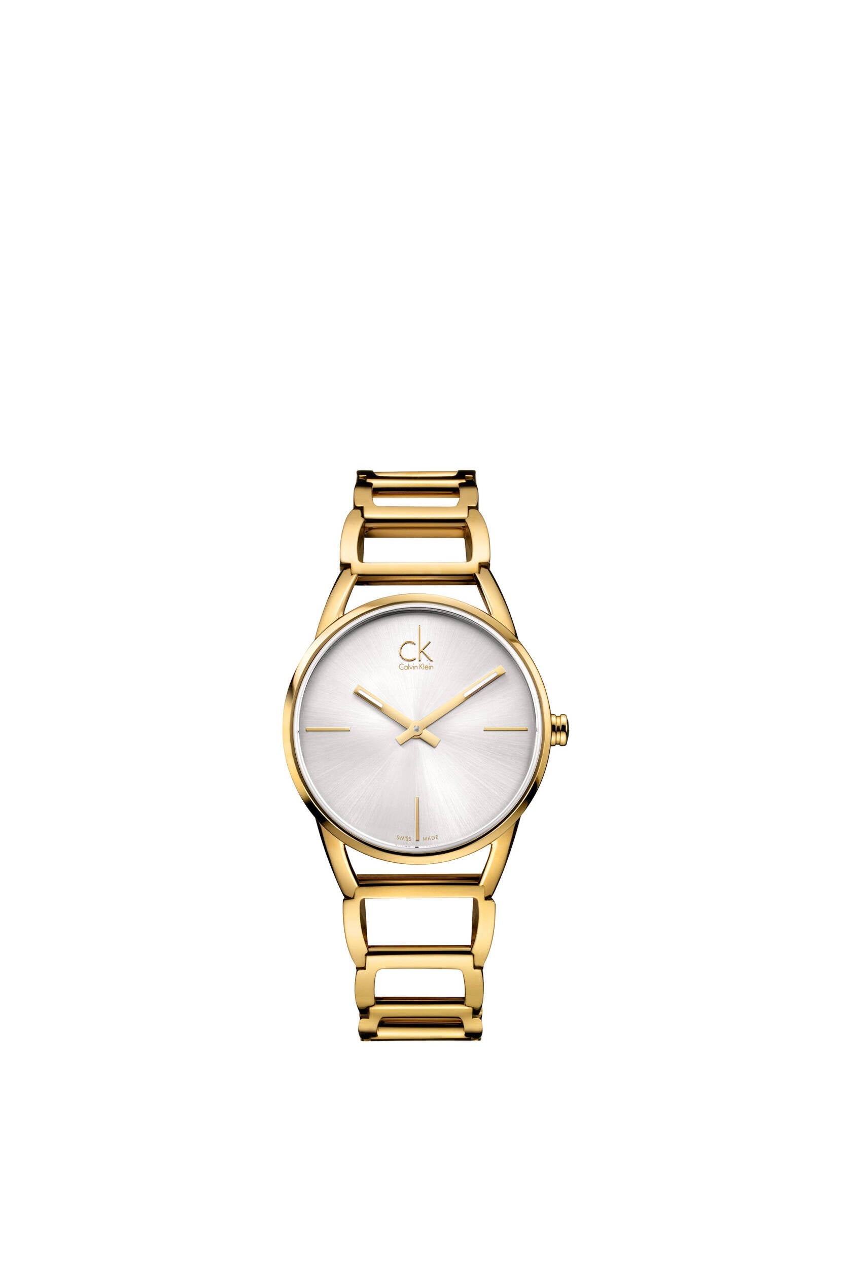  Shop Authentic Calvin Klein Stately Silver Dial Gold Steel Strap Watch for Women - K3G23526 - Luxxuri