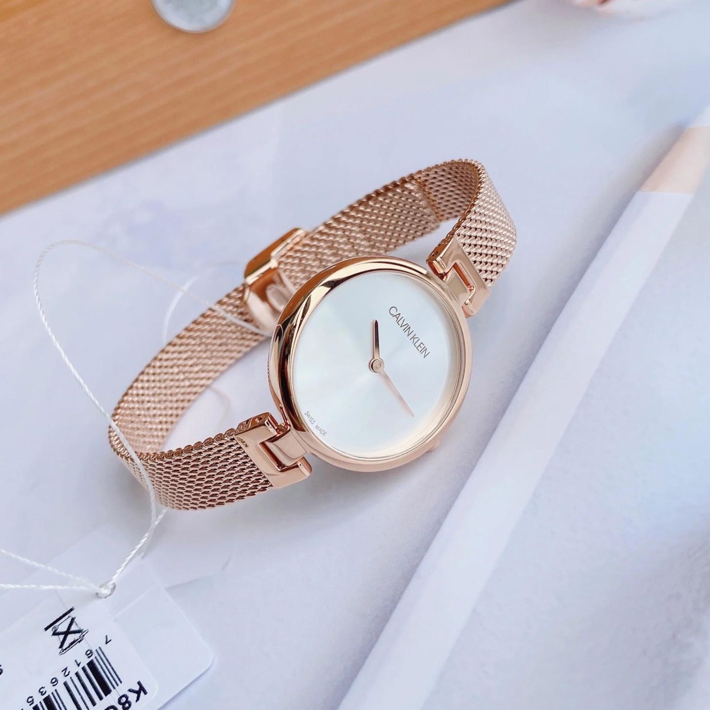  Shop Authentic Calvin Klein Authentic Silver Dial Rose Gold Mesh Bracelet Watch for Women - K8G23626 - Luxxuri