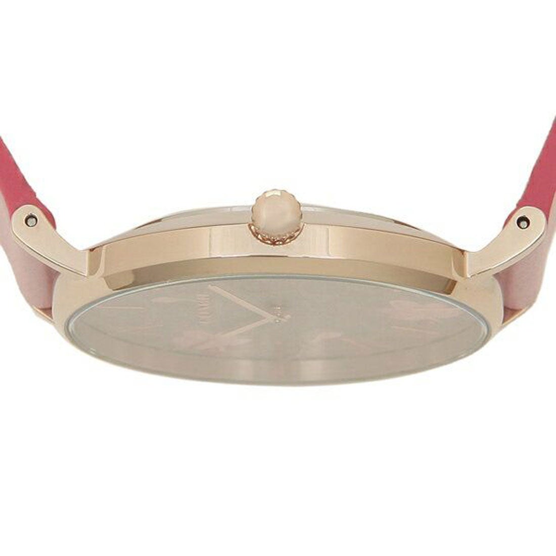 Coach Perry Floral Motif Fawn Dial Pink Leather Strap Watch for Women - 14503442