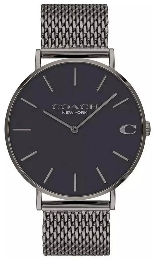 Coach Charles Black Dial Grey Mesh Bracelet Watch for Men - 14602145