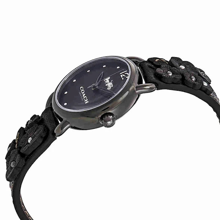 Coach Delancey Black Dial Black Leather Strap Watch For Women - 14502816
