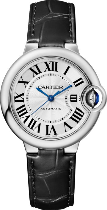  Shop Authentic Cartier Ballon Bleu de Cartier Silver Dial Black Leather Strap Watch for Men - WSBB0026 - Luxxuri