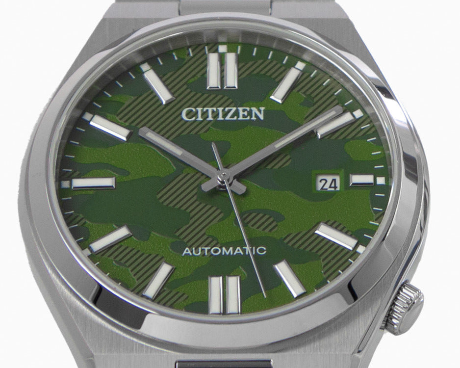 Citizen Tsuyosa Automatic Camouflage Green Dial Silver Steel Strap Watch For Men - NJ0159-86X