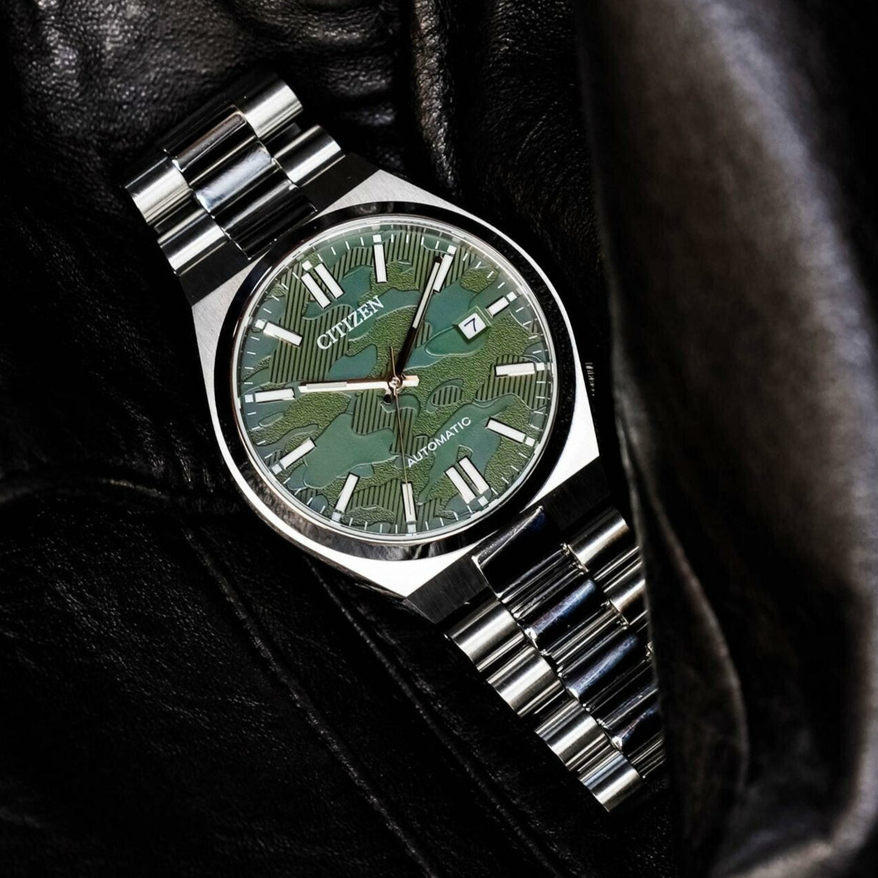  Shop Authentic Citizen Tsuyosa Automatic Camouflage Green Dial Silver Steel Strap Watch For Men - NJ0159-86X - Luxxuri