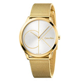  Shop Authentic Calvin Klein Minimal White Dial Gold Mesh Bracelet Watch for Men - K3M21526 - Luxxuri