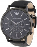  Shop Authentic Emporio Armani Sportivo Chronograph Black Dial Black Leather Strap Watch For Men - AR2461 - Luxxuri