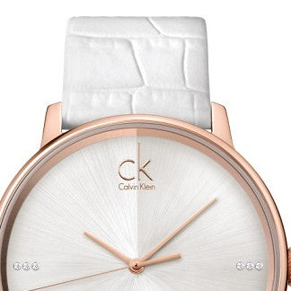  Shop Authentic Calvin Klein Accent White Dial White Leather Strap Watch for Men - K2Y2X6KW - Luxxuri