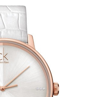  Shop Authentic Calvin Klein Accent White Dial White Leather Strap Watch for Men - K2Y2X6KW - Luxxuri