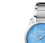  Shop Authentic Calvin Klein City Mother of Pearl Blue Dial Silver Steel Strap Watch for Women - K2G2314X - Luxxuri