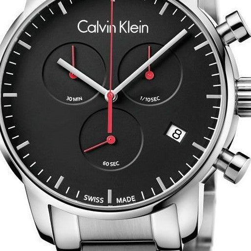  Shop Authentic Calvin Klein City Chronograph Black Dial Silver Steel Strap Watch for Men - K2G27141 - Luxxuri
