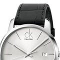  Shop Authentic Calvin Klein City Date Silver Dial Black Leather Strap Watch for Men - K2G2G1C6 - Luxxuri