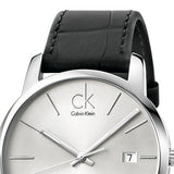  Shop Authentic Calvin Klein City Date Silver Dial Black Leather Strap Watch for Men - K2G2G1C6 - Luxxuri