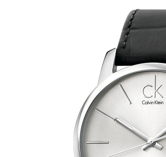  Shop Authentic Calvin Klein City Date Silver Dial Black Leather Strap Watch for Men - K2G2G1C6 - Luxxuri