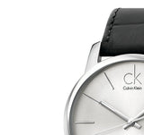  Shop Authentic Calvin Klein City Date Silver Dial Black Leather Strap Watch for Men - K2G2G1C6 - Luxxuri