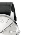  Shop Authentic Calvin Klein City Date Silver Dial Black Leather Strap Watch for Men - K2G2G1C6 - Luxxuri
