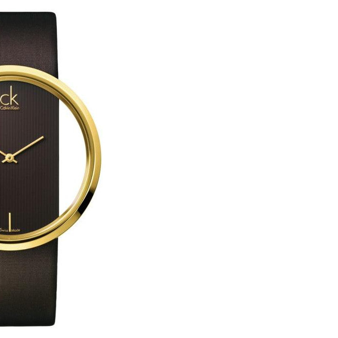 Calvin Klein Glam Transparent Dial Brown Leather Strap Watch for Women - K9423503