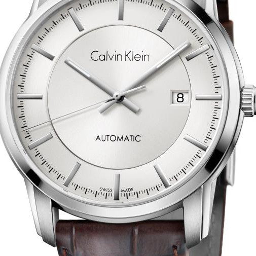  Shop Authentic Calvin Klein Infinity Silver Dial Brown Leather Strap Watch for Men - K5S341G6 - Luxxuri