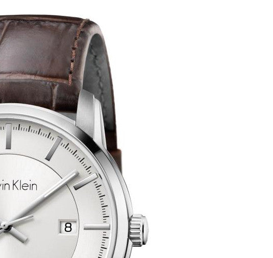  Shop Authentic Calvin Klein Infinity Silver Dial Brown Leather Strap Watch for Men - K5S341G6 - Luxxuri