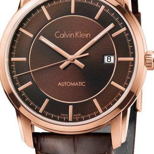  Shop Authentic Calvin Klein Infinity Brown Dial Brown Leather Strap Watch for Men - K5S346GK - Luxxuri