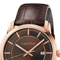  Shop Authentic Calvin Klein Infinity Brown Dial Brown Leather Strap Watch for Men - K5S346GK - Luxxuri