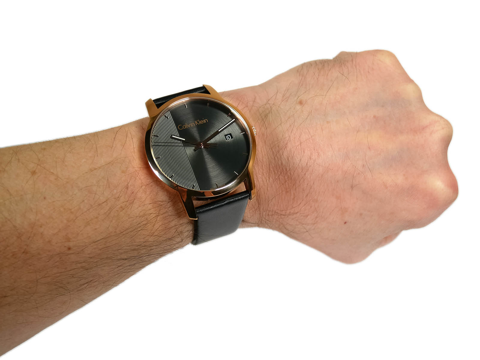  Shop Authentic Calvin Klein City Quartz Grey Dial Black Leather Strap Watch for Men - K2G2G6C3 - Luxxuri