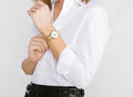  Shop Authentic Calvin Klein Stately Silver Dial Gold Steel Strap Watch for Women - K3G23526 - Luxxuri