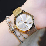  Shop Authentic Calvin Klein Minimal White Dial Gold Mesh Bracelet Watch for Men - K3M21526 - Luxxuri