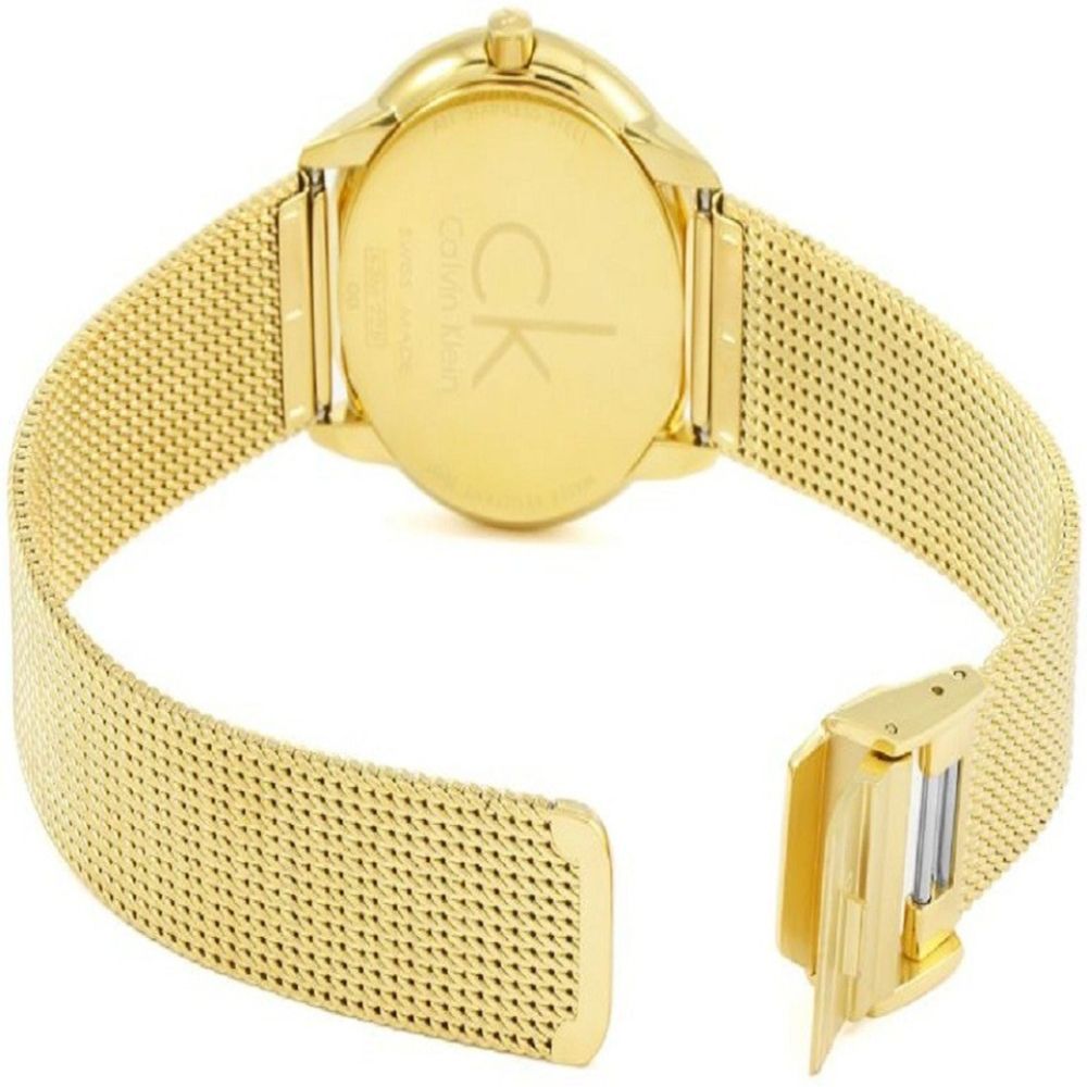  Shop Authentic Calvin Klein Minimal Silver Dial Gold Mesh Bracelet Watch for Women - K3M22526 - Luxxuri