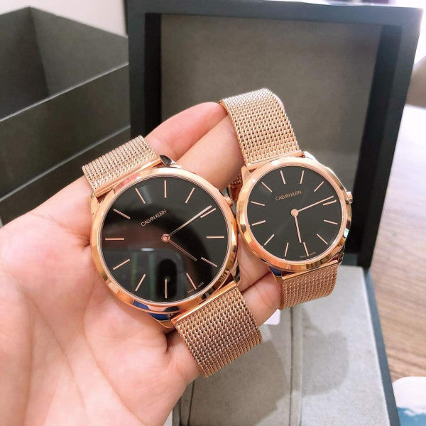 Shop Authentic Calvin Klein Minimal Black Dial Rose Gold Mesh Bracelet Watch for Women - K3M2262Y - Luxxuri