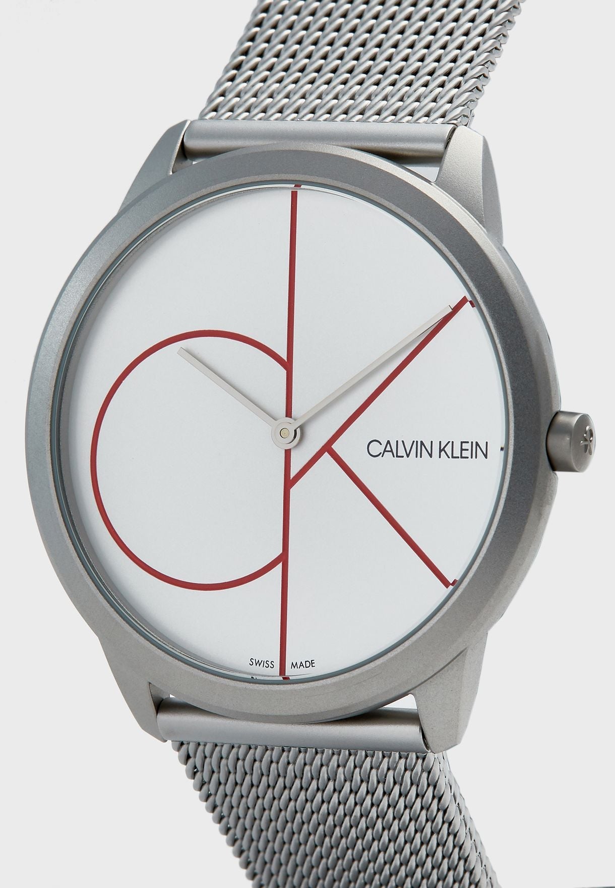  Shop Authentic Calvin Klein Minimal White Dial Silver Mesh Bracelet Watch for Men - K3M51152 - Luxxuri