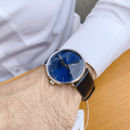  Shop Authentic Calvin Klein High Noon Quartz Blue Dial Black Leather Strap Watch for Men - K8M211CN - Luxxuri