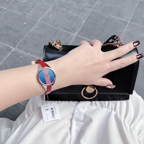  Shop Authentic Calvin Klein Rebel Blue Maroon Dial Maroon Leather Strap Watch for Women - K8P231UN - Luxxuri