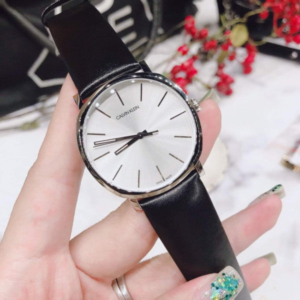  Shop Authentic Calvin Klein Posh Silver Dial Black Leather Strap Watch for Men - K8Q311C6 - Luxxuri