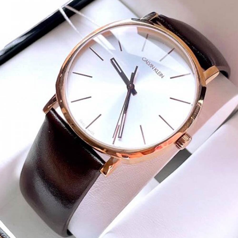  Shop Authentic Calvin Klein Posh Silver Dial Brown Leather Strap Watch for Men - K8Q316G6 - Luxxuri