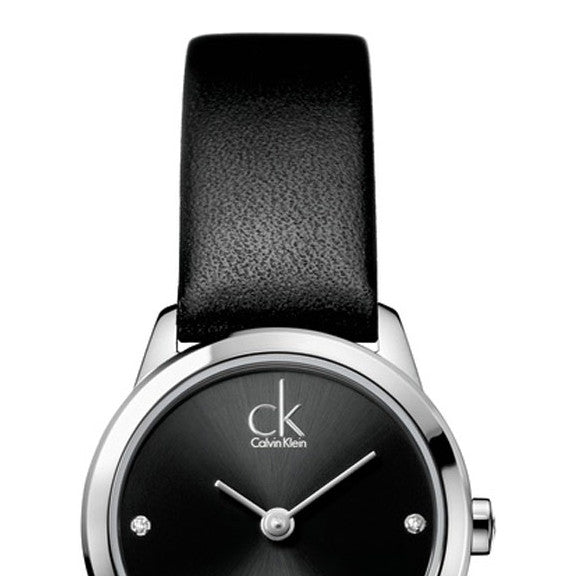 Shop Authentic Calvin Klein Minimal Black Dial Black Leather Strap Watch for Women - K3M231CS - Luxxuri