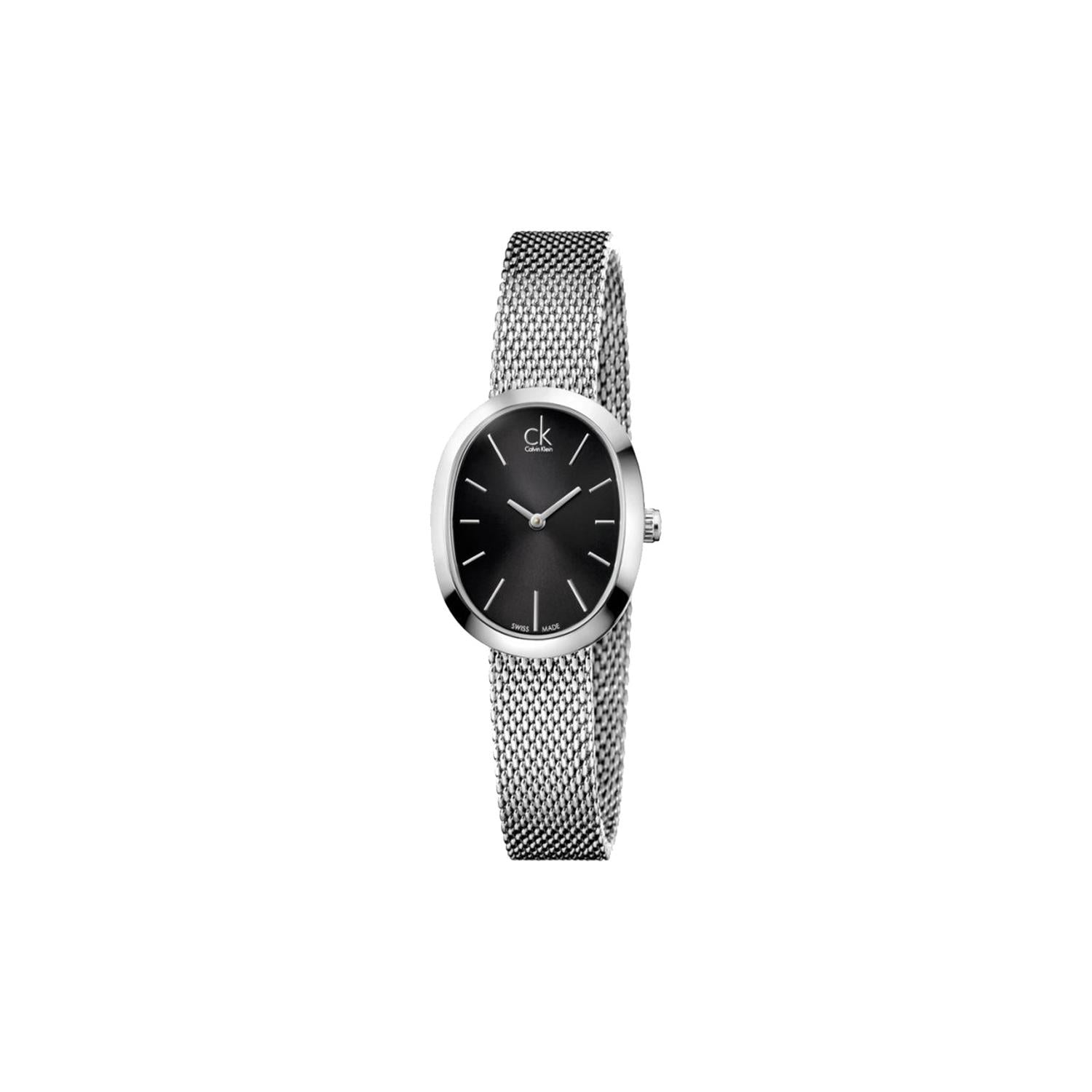  Shop Authentic Calvin Klein Incentive Black Dial Silver Mesh Bracelet Watch for Women - K3P23121 - Luxxuri