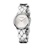  Shop Authentic Calvin Klein Snake Silver Dial Silver Steel Strap Watch For Women - K6E23146 - Luxxuri
