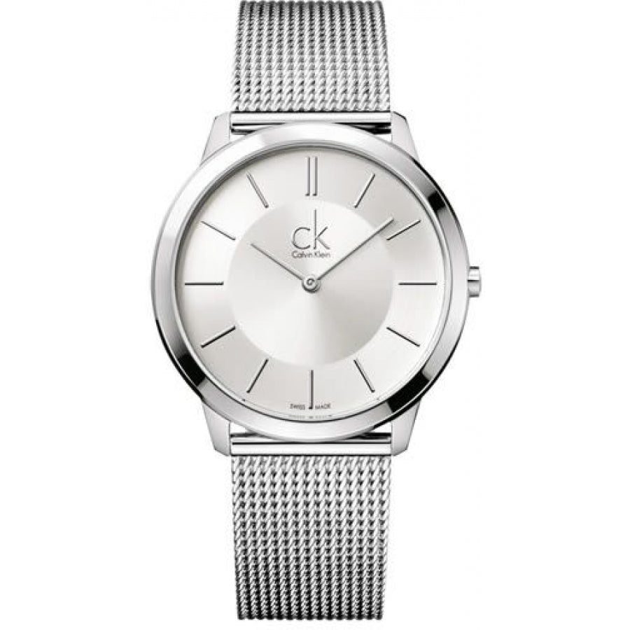  Shop Authentic Calvin Klein Minimal White Dial Silver Mesh Bracelet Watch for Men - K3M22126 - Luxxuri