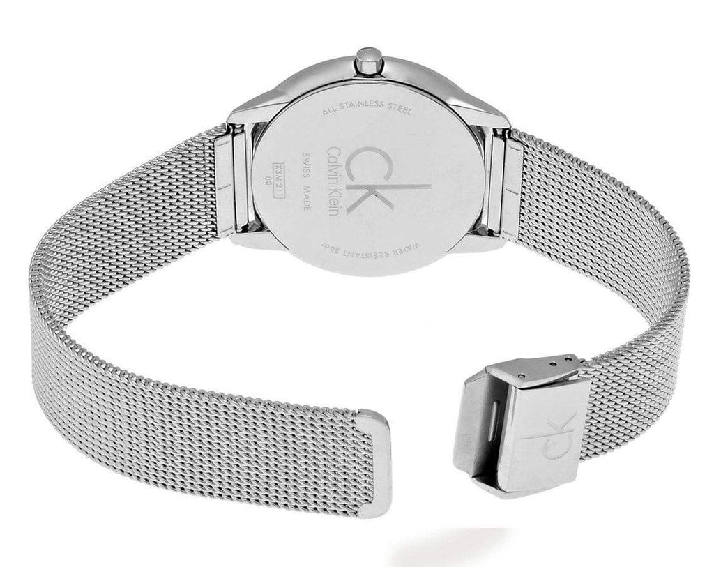  Shop Authentic Calvin Klein Minimal Grey Dial Silver Mesh Bracelet Watch for Men - K3M21124 - Luxxuri