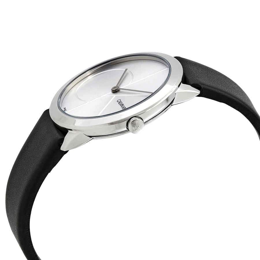  Shop Authentic Calvin Klein Minimal Silver Dial Black Leather Strap Watch for Men - K3M221CY - Luxxuri