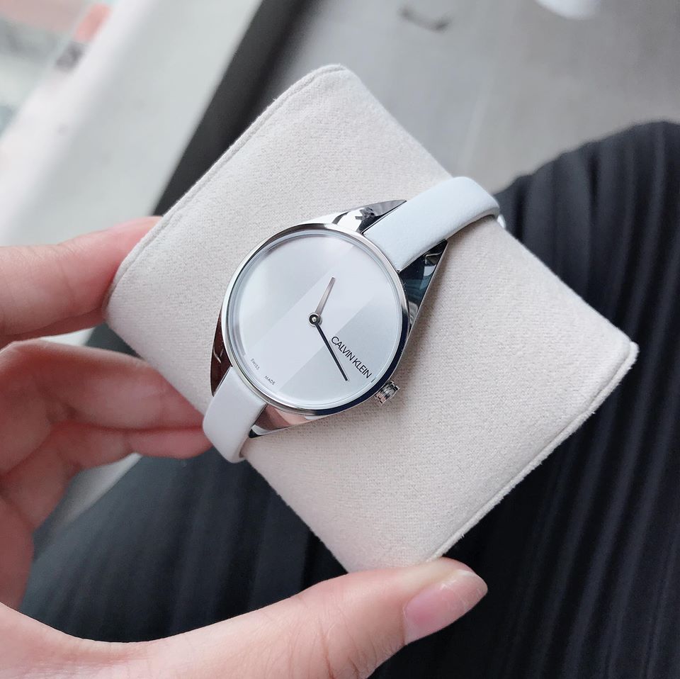  Shop Authentic Calvin Klein Rebel Grey Dial Grey Leather Strap Watch for Women - K8P231Q4 - Luxxuri