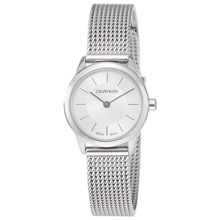  Shop Authentic Calvin Klein Minimal White Dial Silver Mesh Bracelet Watch for Women - K3M23126 - Luxxuri