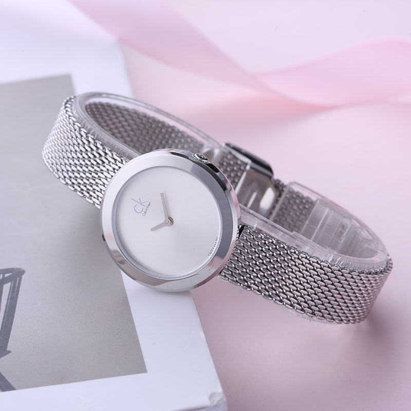  Shop Authentic Calvin Klein Firm White Dial Silver Mesh Bracelet Watch for Women - K3N23126 - Luxxuri