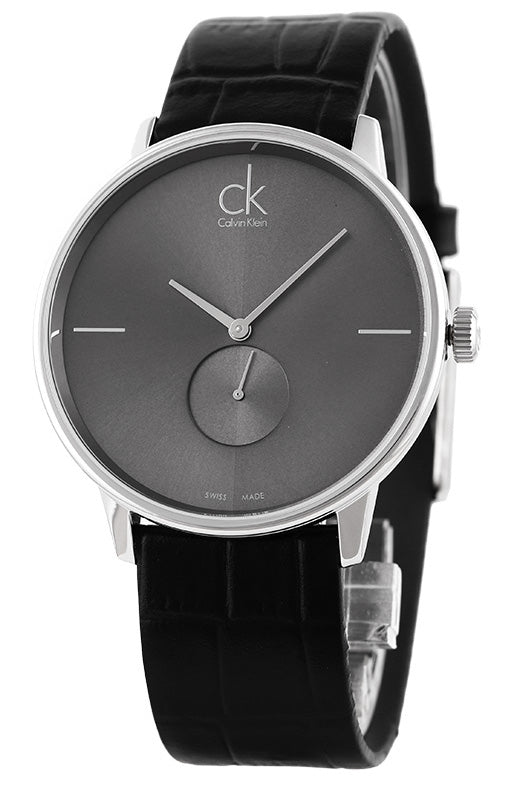  Shop Authentic Calvin Klein Accent Black Dial Black Leather Strap Watch for Men - K2Y211C3 - Luxxuri