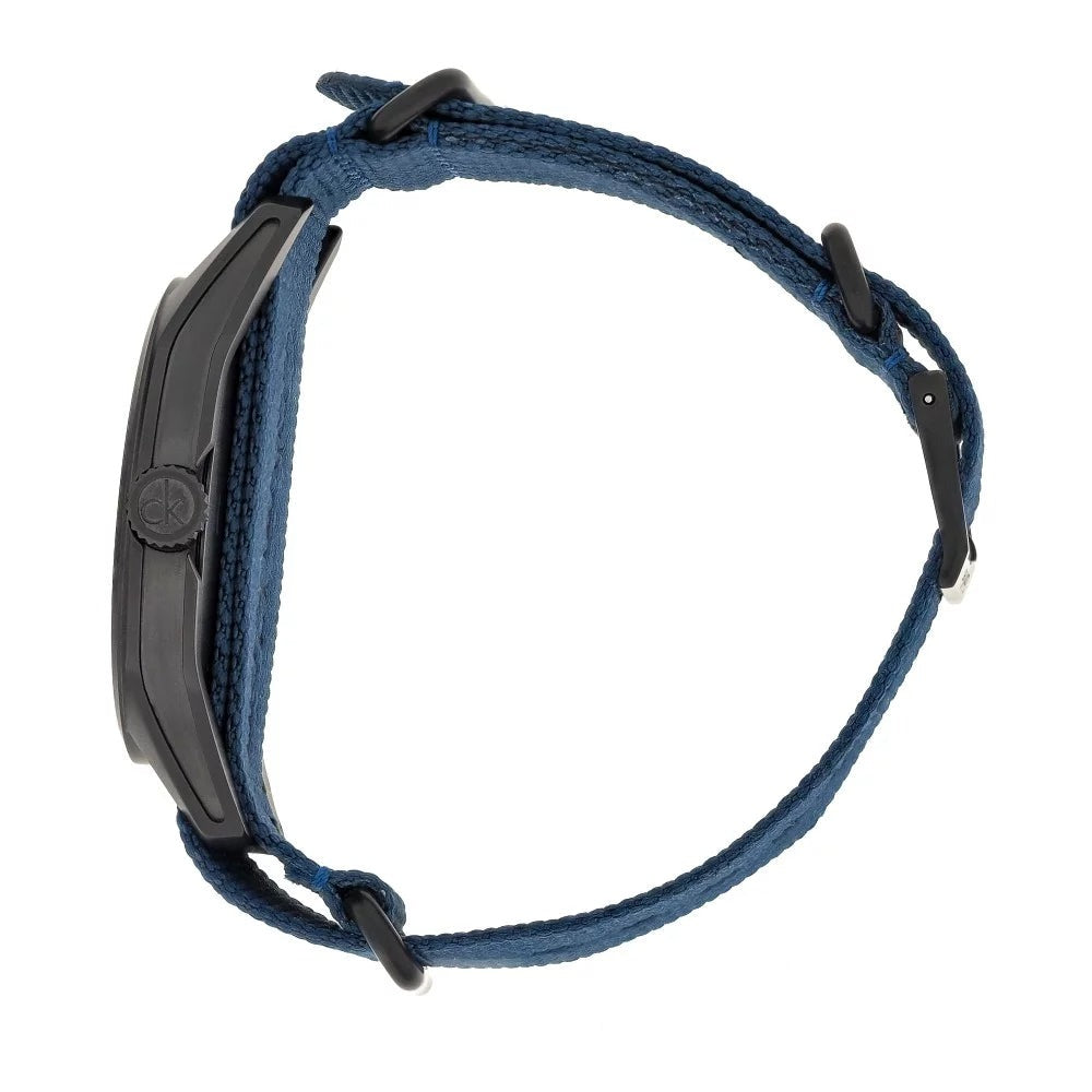  Shop Authentic Calvin Klein Tone Blue Dial Blue NATO Strap Watch for Men - K7K514VN - Luxxuri