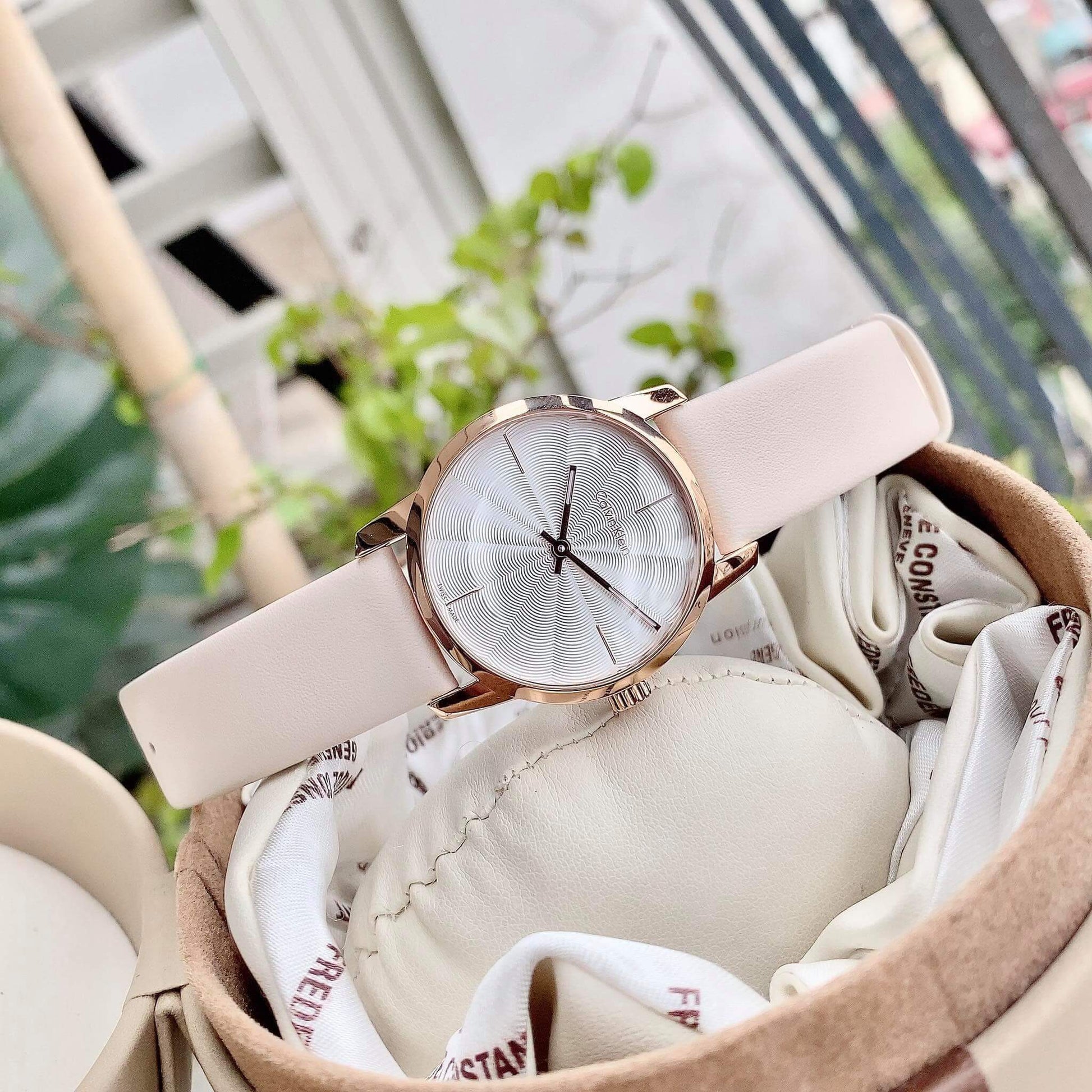  Shop Authentic Calvin Klein City Silver Dial White Leather Strap Watch for Women - K2G236X6 - Luxxuri