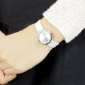  Shop Authentic Calvin Klein Firm Silver Dial White Leather Strap Watch for Women - K3N231L6 - Luxxuri